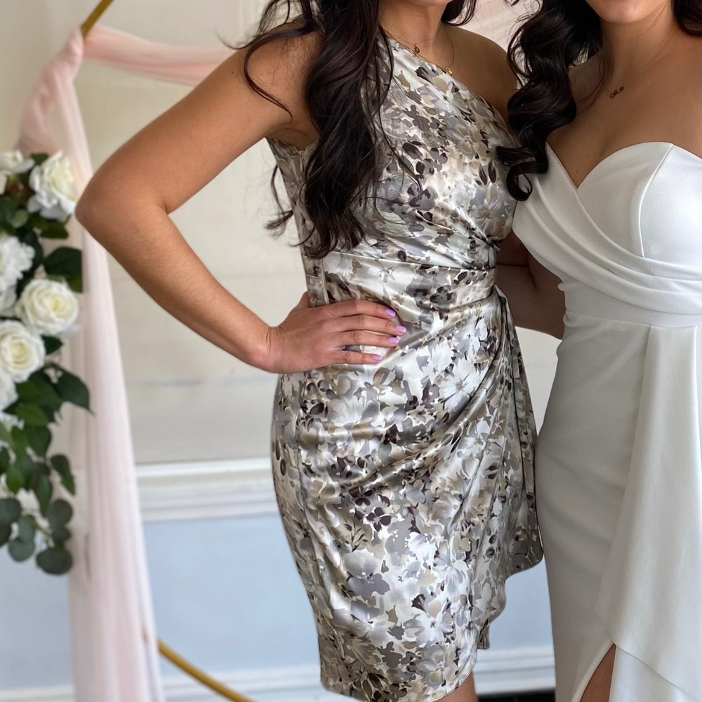 One Shoulder Floral Dress